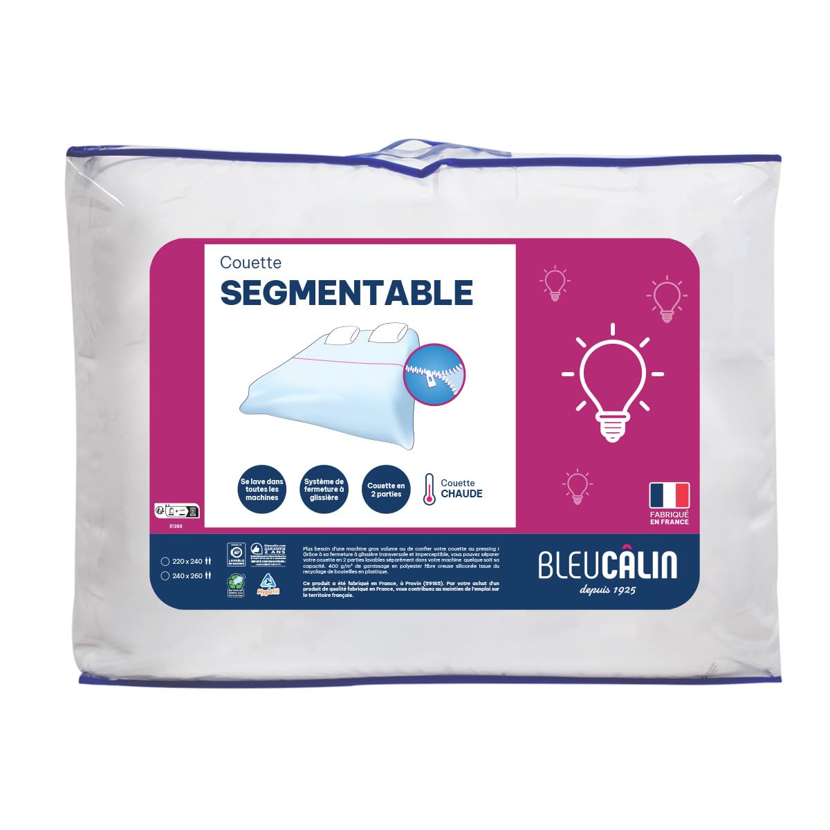 Bleu Câlin KSGB402460 Washable Double Quilt White 240 x 260 cm
