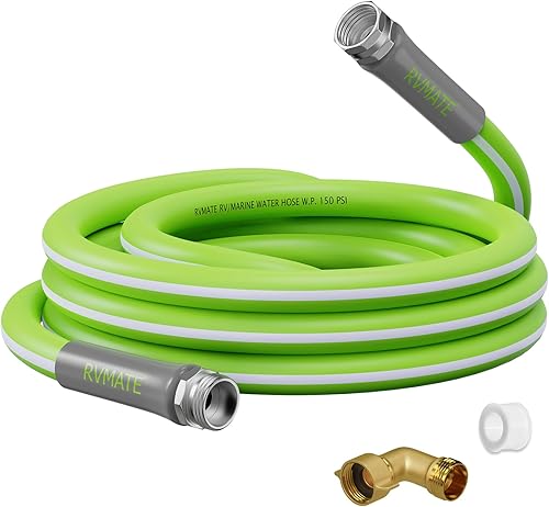 RVMATE Manguera de agua para autocaravana de 15 pies, 58 pulgadas de diámetro interior, sin plomo, sin fugas, manguera de jardín para