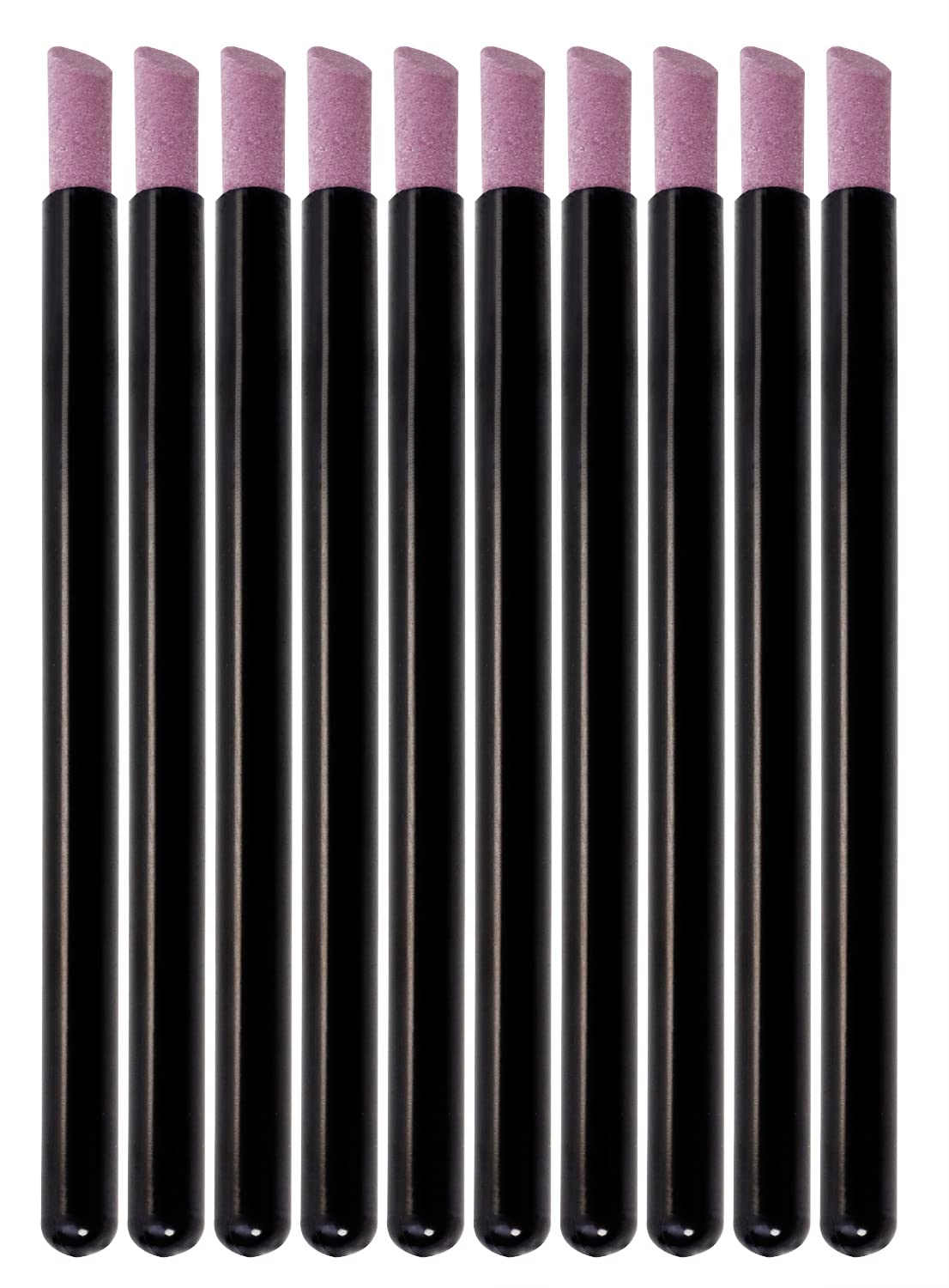 ONLYKXY 10pcs Pumice Stone Nail Cuticle Pushers Black Plastic Handle Trimmer Cleaning Cuticle Remover Stick Nail File Art