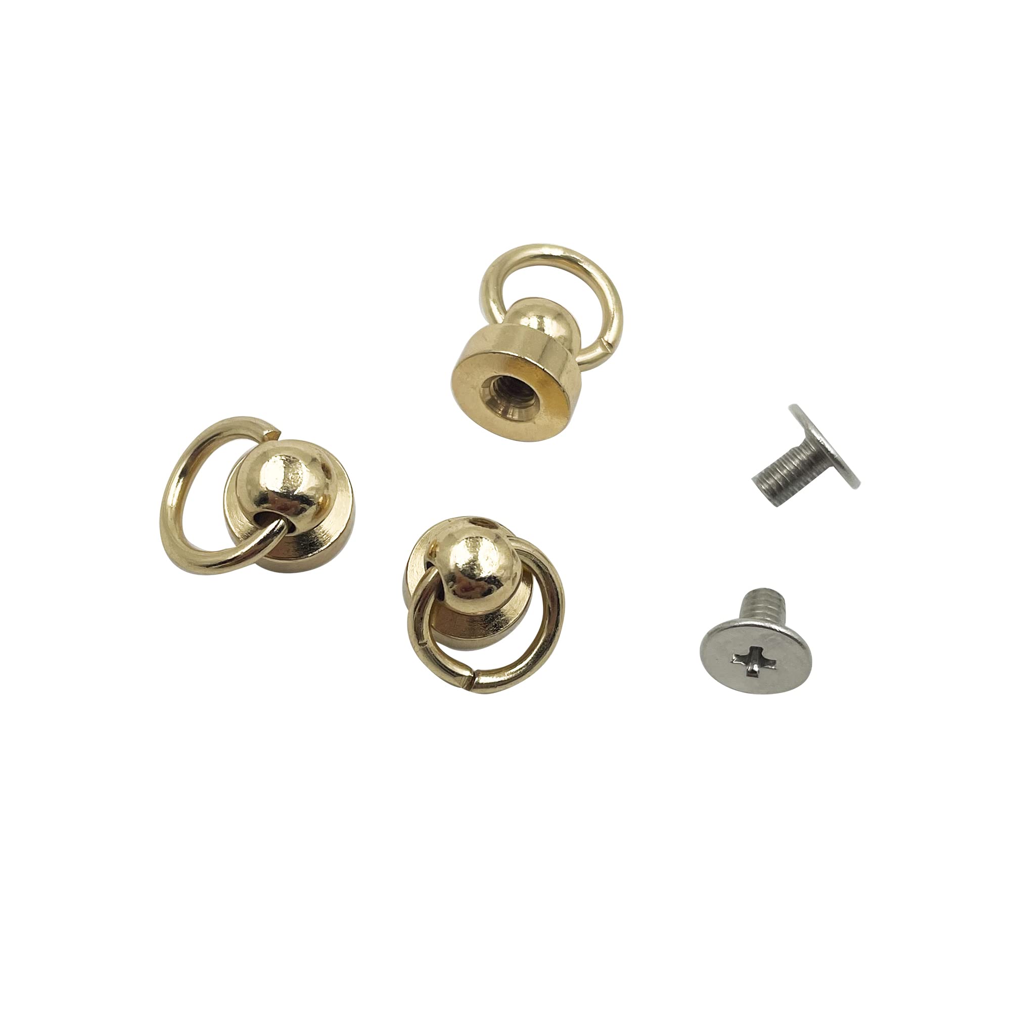 Wallet Chain Connector Solid Brass Ball Post Screwback O-Ring Leather Craft Wallet Accessories Pack of 20 (Gold) ET621