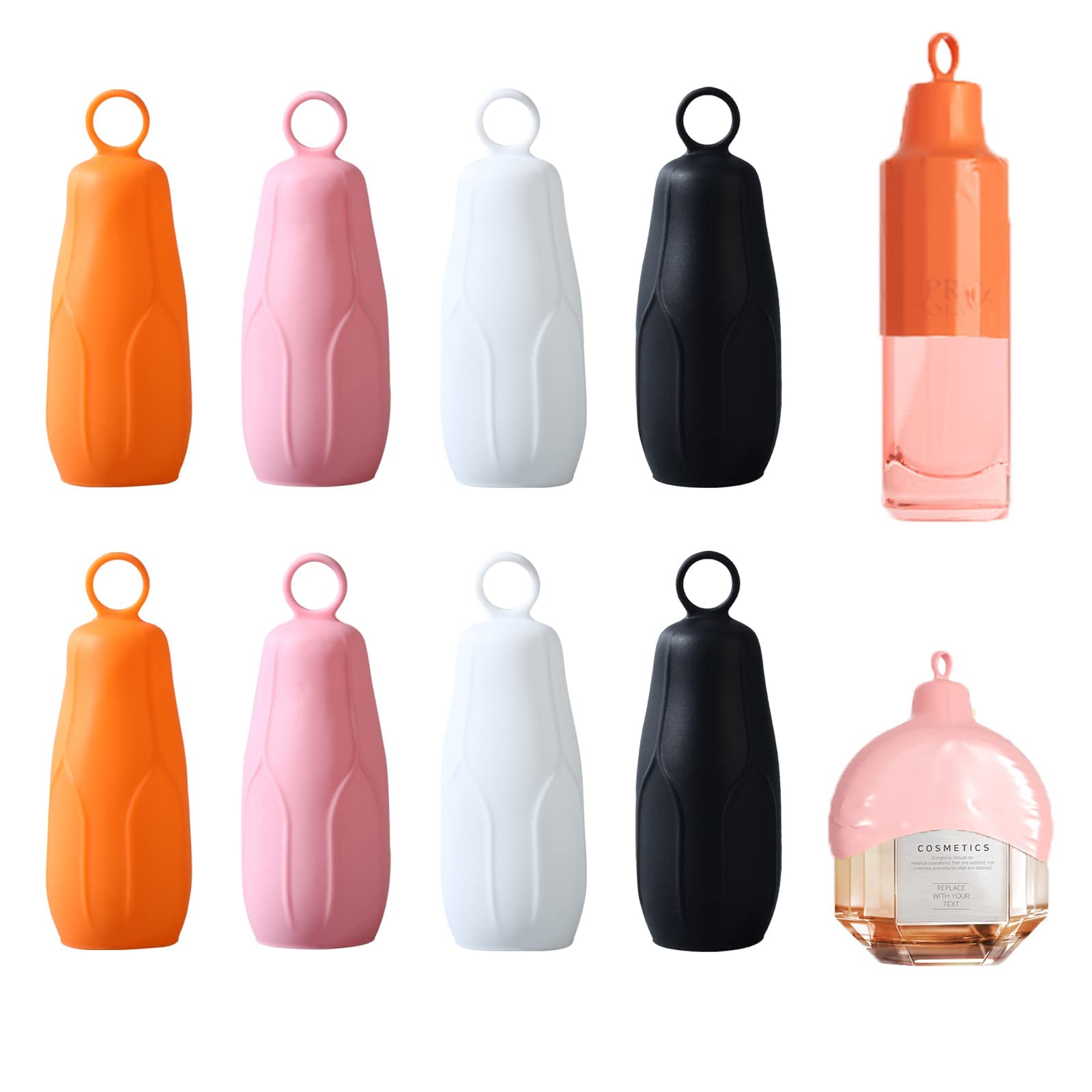 KOWVOWZ8Pcs Elastic Sleeves for Trave Containers,Silicone Travel Bottles Covers,Reusable Travel Accessories for Leak Proofing in Luggage,Fit Most Lotion Shampoo Wash Body Bottles (STYLE B)