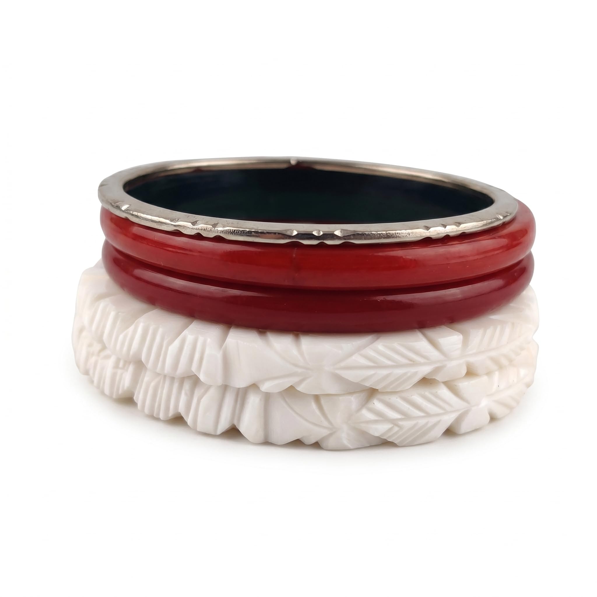 om gange Original Shakha(conch shell), Pola & noa Bangles for married women | Size-2.6 | Bengali bangles for Married women(7 Pcs)-picture-39
