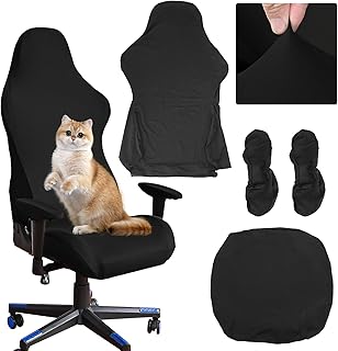 HWSWSH Elastic Gaming Chair Cover Black Gaming Chair Cover Gaming Chair Covers for Office Chairs Adjustable with Arms Comp…
