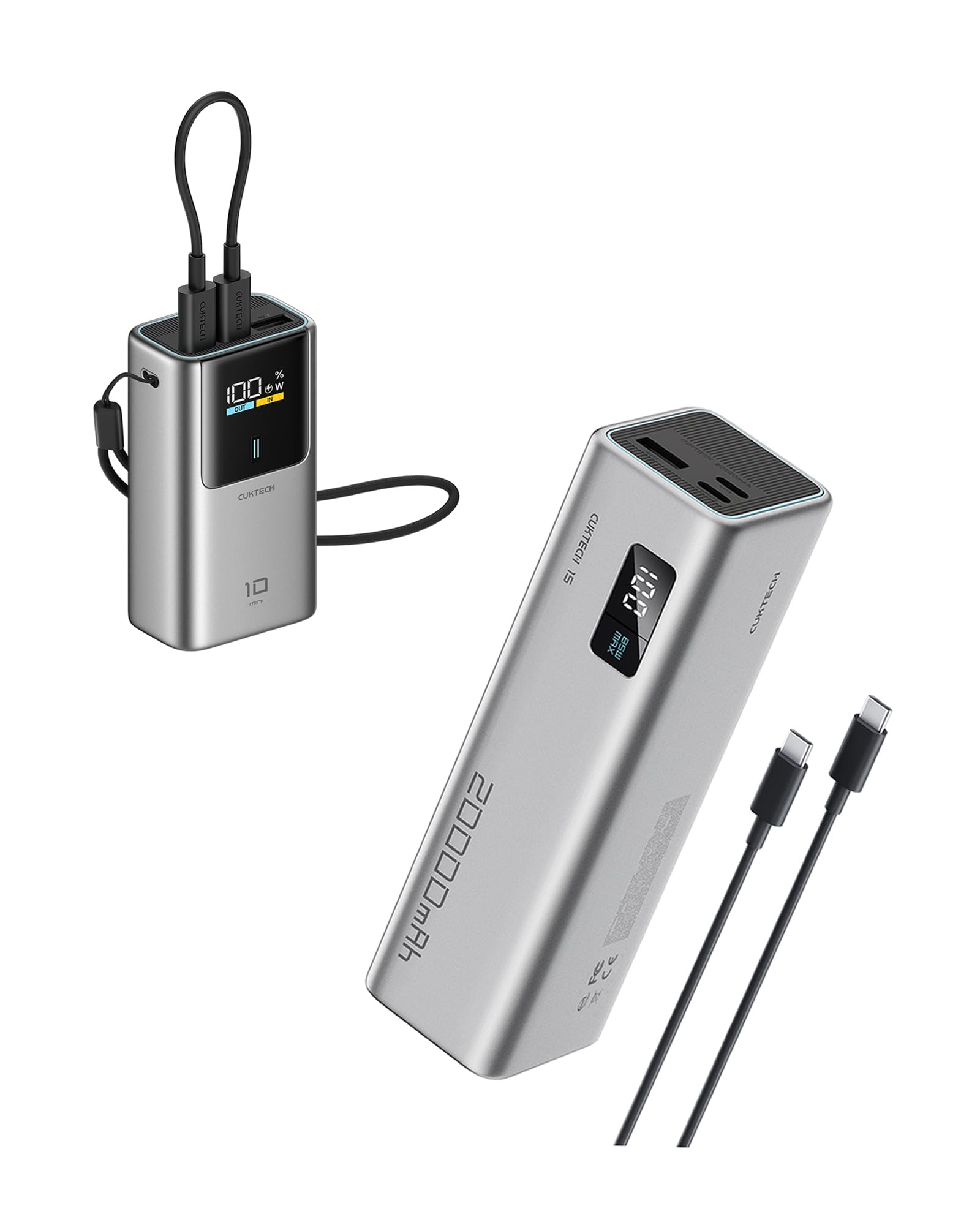 CUKTECH NO.10 Mini Batterie Externe 55W 10000mAh + NO.15 SE 85W Totale 20000mah Batterie Externe (Pack)