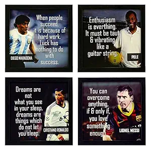 Indianara 4 Piece Set of Framed Wall Hanging Football Wall Art Quotes Decor(1169) Art Prints 8.7 inch X 8.7 inch Without Glass