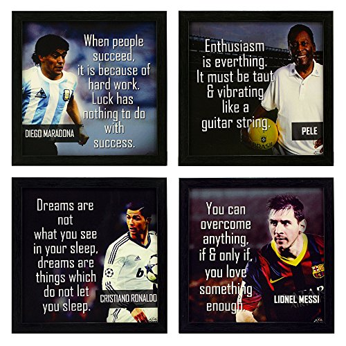 Image of Indianara 4 Piece Set of Framed Wall Hanging Football Wall Art Quotes Decor(1169) Art Prints 8.7 inch X 8.7 inch Without Glass