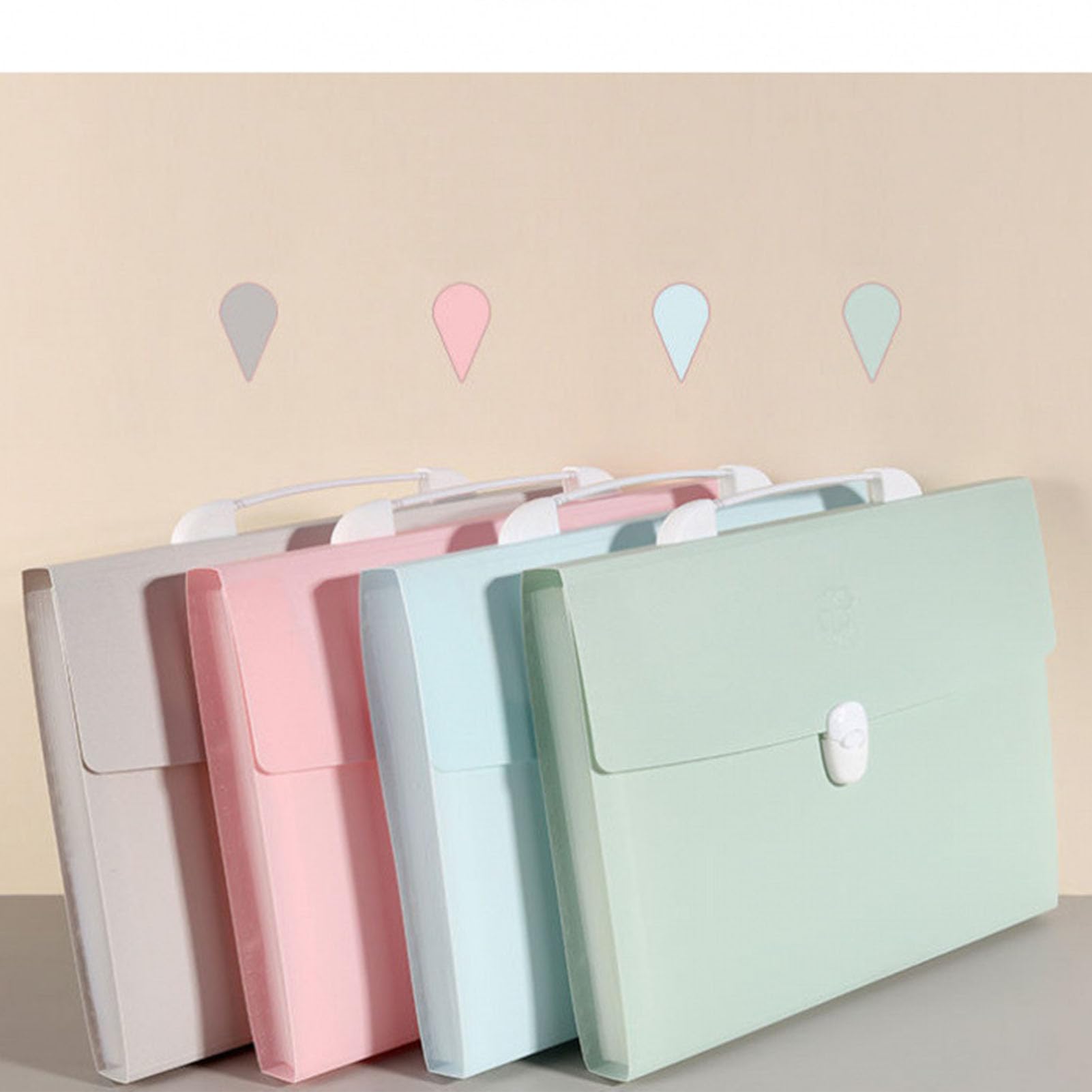Set di 4 Organizzatori di Documenti Espandibili A4 - Cartelle Organizzatrici a 4 Colori con Tasche per Flashcard, Ricevute, Bollette e Documenti di Viaggio