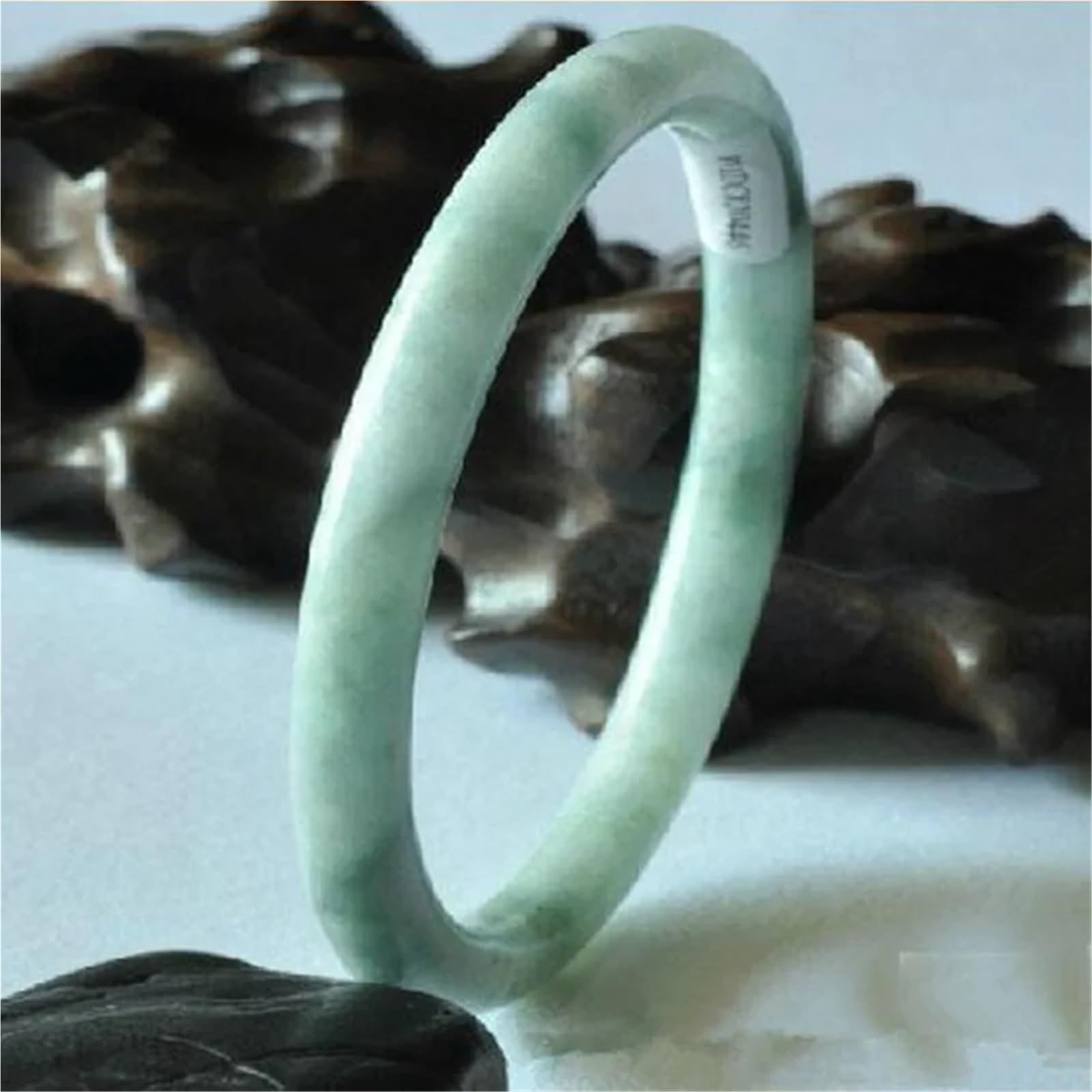 Pulsera de Jade de Barra Redonda Tallada a Mano Guizhou Cui China Natural – Joyería Fina clásica Unisex(56-58mm)