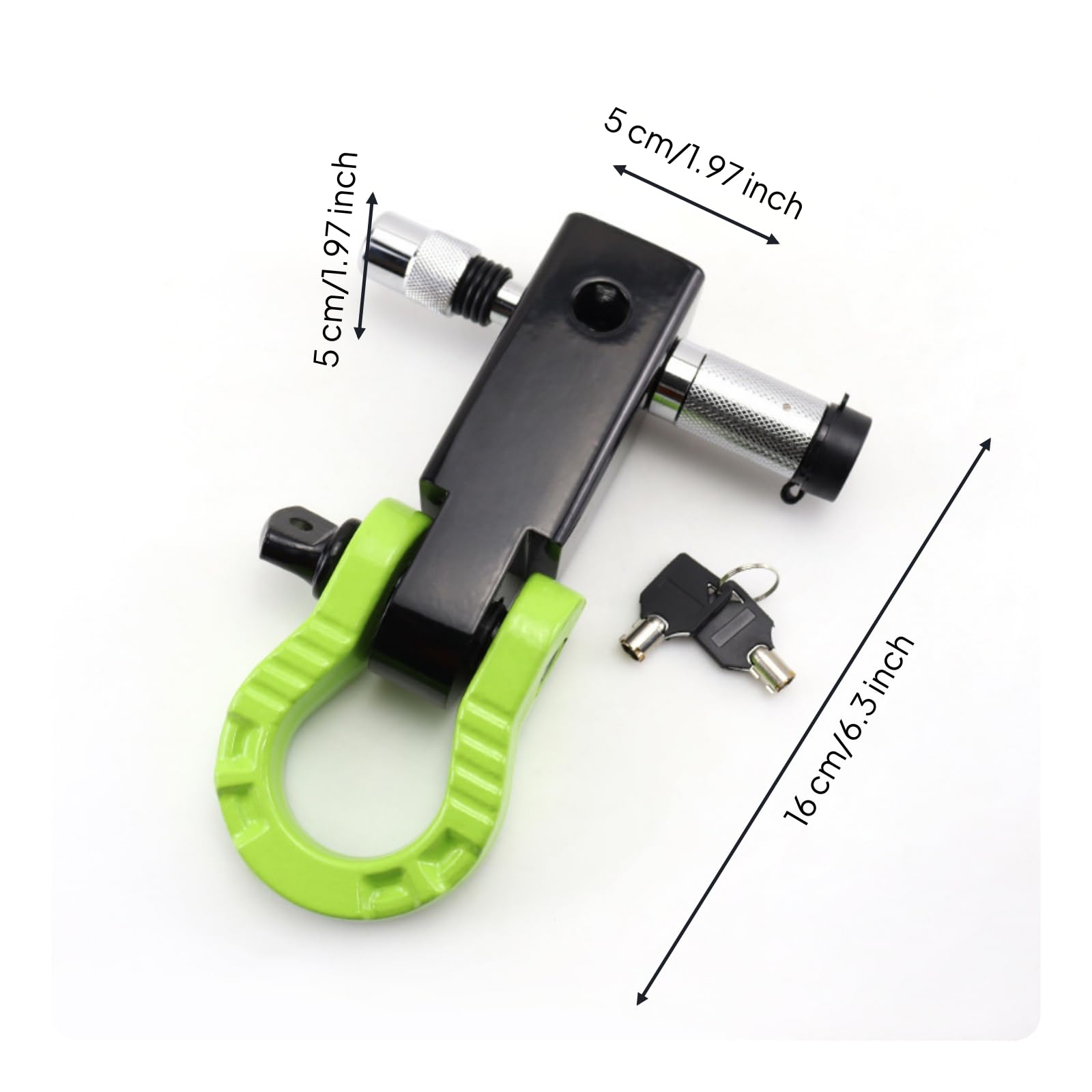 Antivol D'attelage avec Clés Robuste Antivol Remorque avec Clé Soli Verrou Remorque Anneau pour Stationnement, Remorquage , Blk Arm - 8T Grn