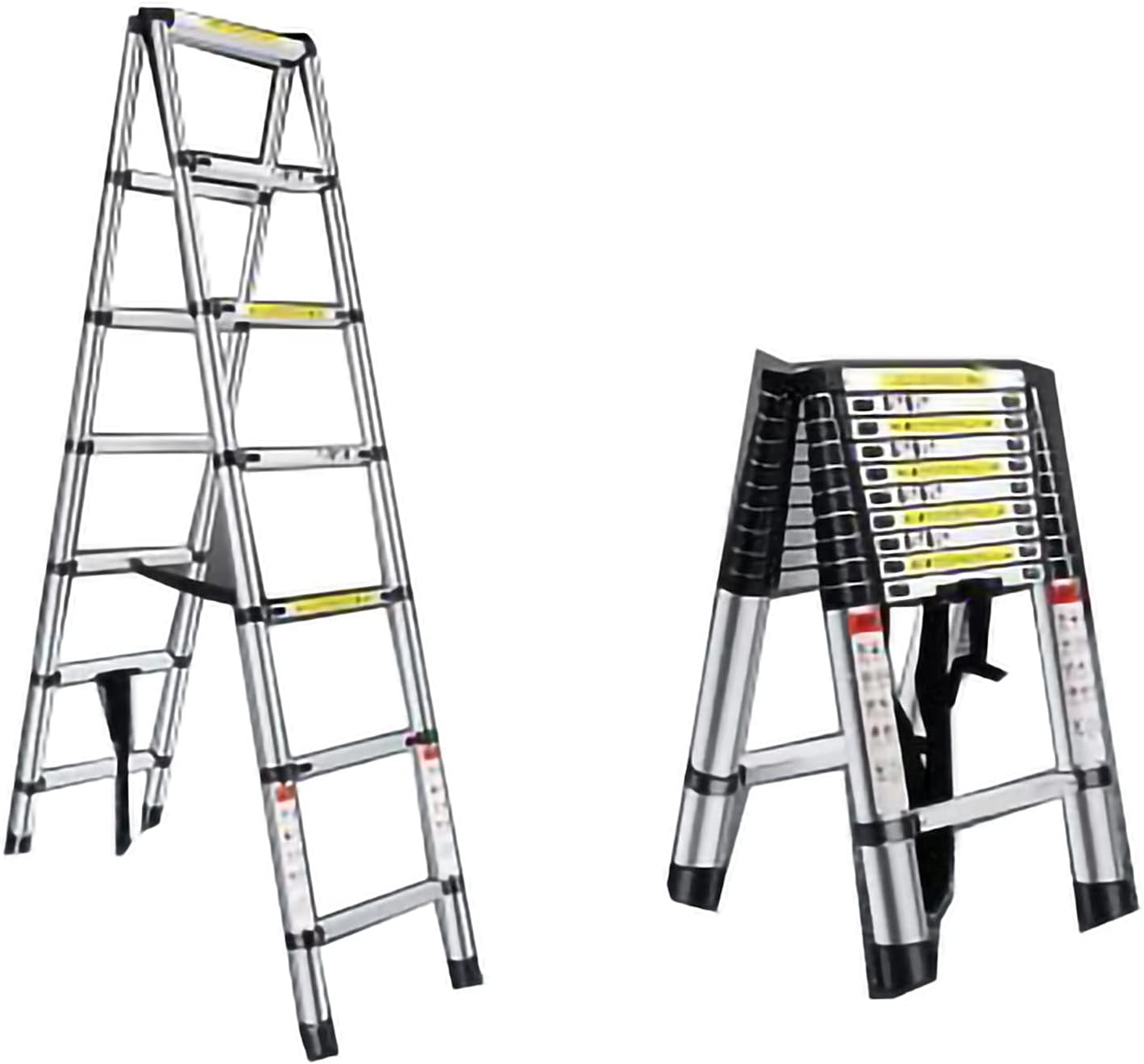 Telescoping Ladder, Aluminum Telescopic Extension Tall A Frame Ladder Multi Purpose Loft Ladder, 330 pound/150 kg Capacity, for House Building Maintenance (1.4+1.4m)