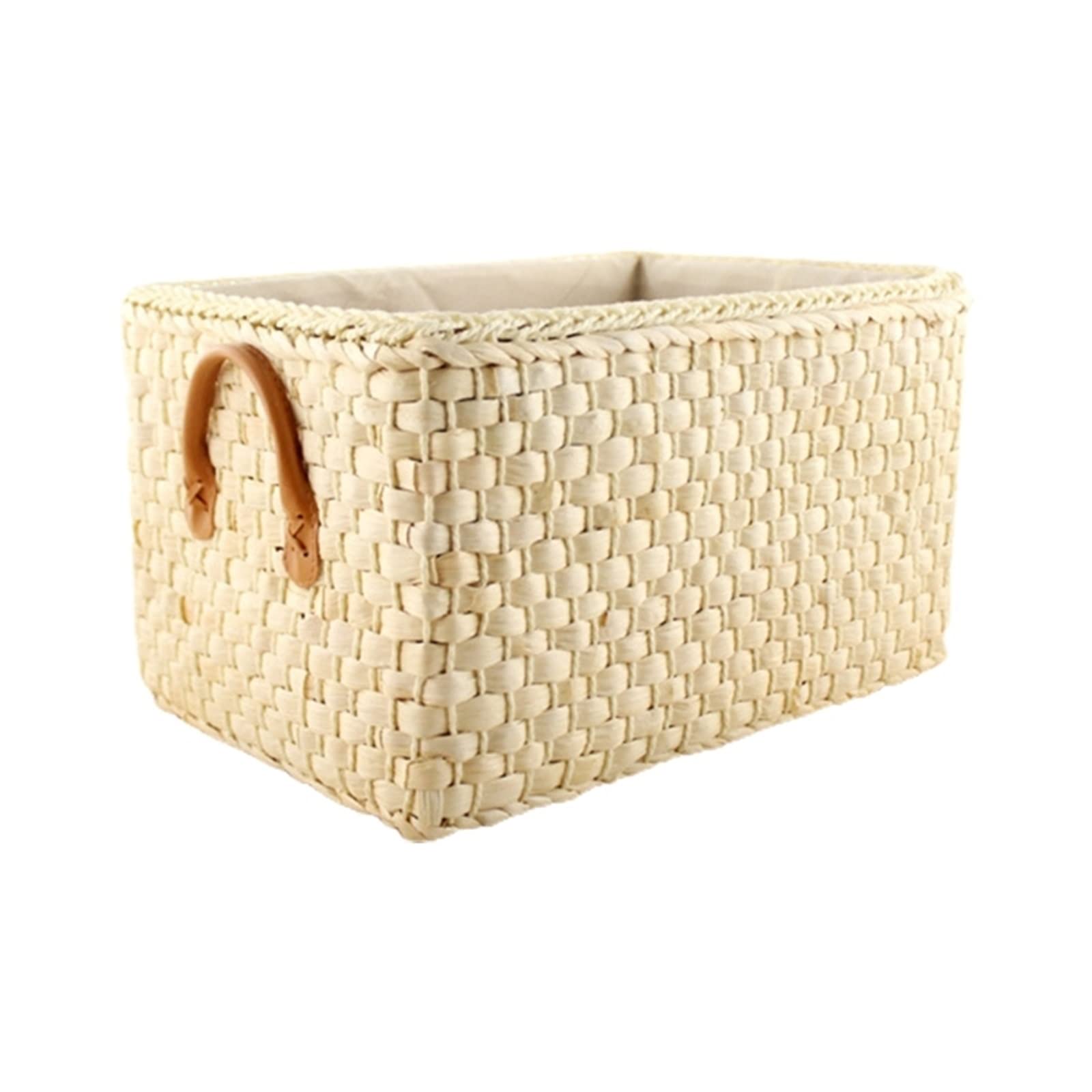 Cesto per Uova Design Semplice Scatola portaoggetti in Paglia Cesto per Abbigliamento Rettangolare Collezione di Articoli Vari per la casa (Bianco S)