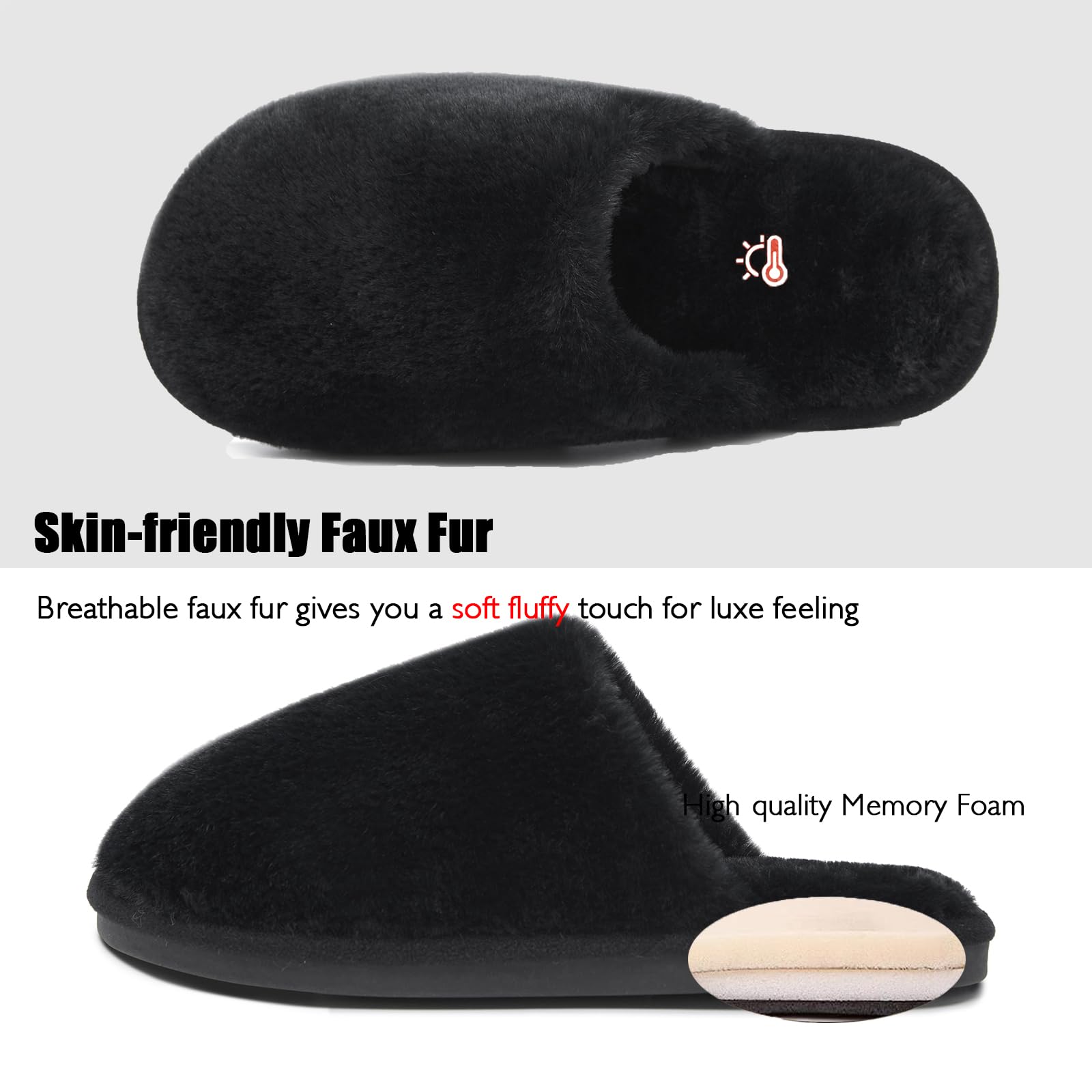 Pantofole Donna Uomo Invernali Ciabatte Pelose Peluche Calde with Memory Foam Imbottite Casa Antiscivolo Mocassino Scarpe Morbide Comode Unisex Eleganti