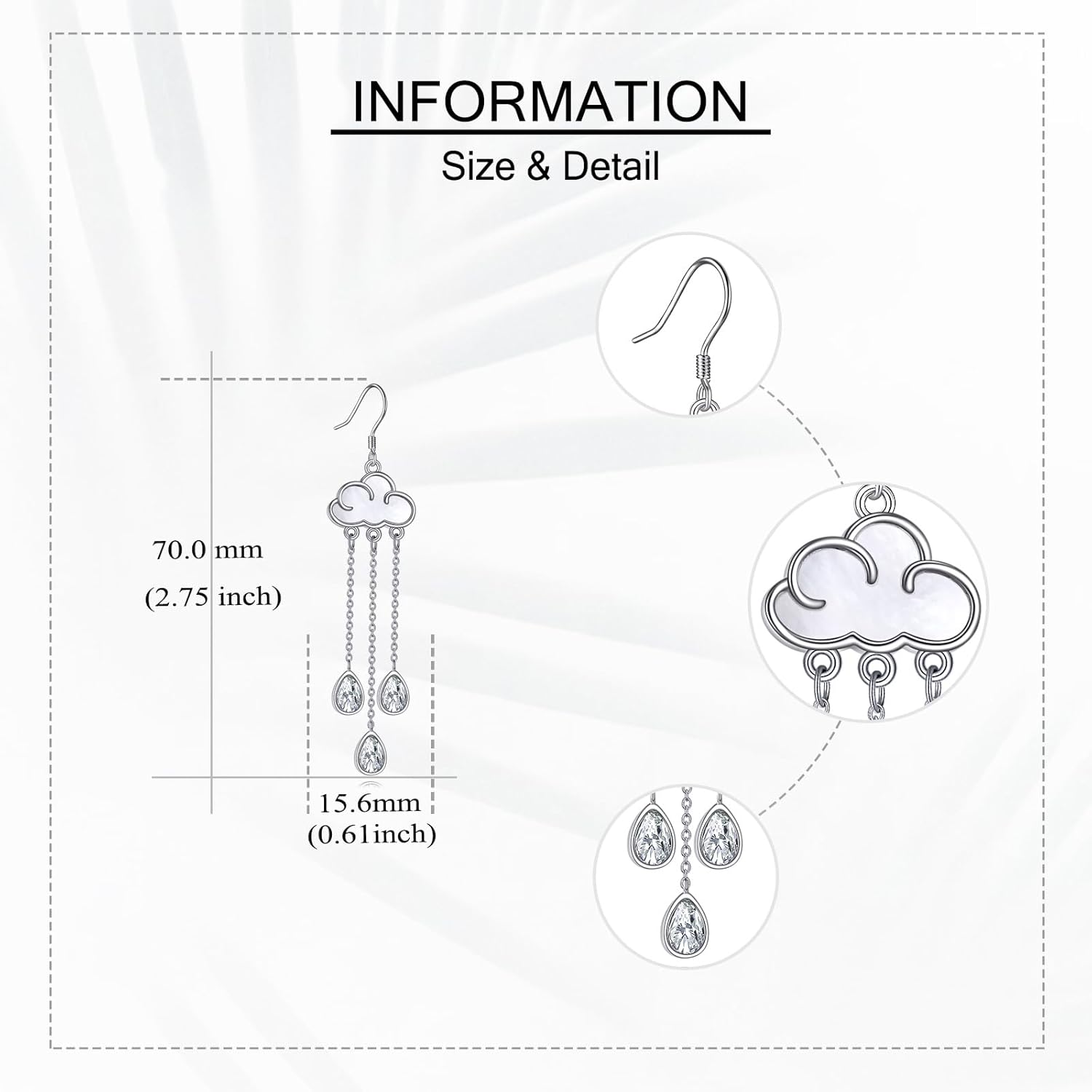 URONE 925 Sterling Silver Earrings Hook Dangle Earrings Jewelry Gifts for Women