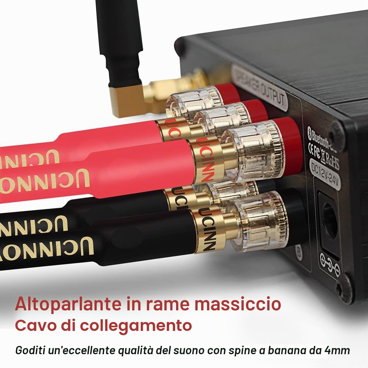 Confezione da 2 cavi di alta qualità in puro rame HIFI OFC con spina a banana, connettori placcati oro, maschio a maschio, 600 fili, 15 AWG, per altoparlanti audio, sistema HIFI Home Theater (3 m)
