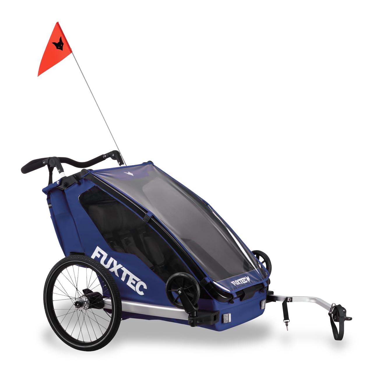 Fuxtec Remorque à Vélo Sport Cruiser Convertible 2 en 1 Aluminium pour 1 Ou 2 Enfants Poussette Pliable et Appuie tête en Option