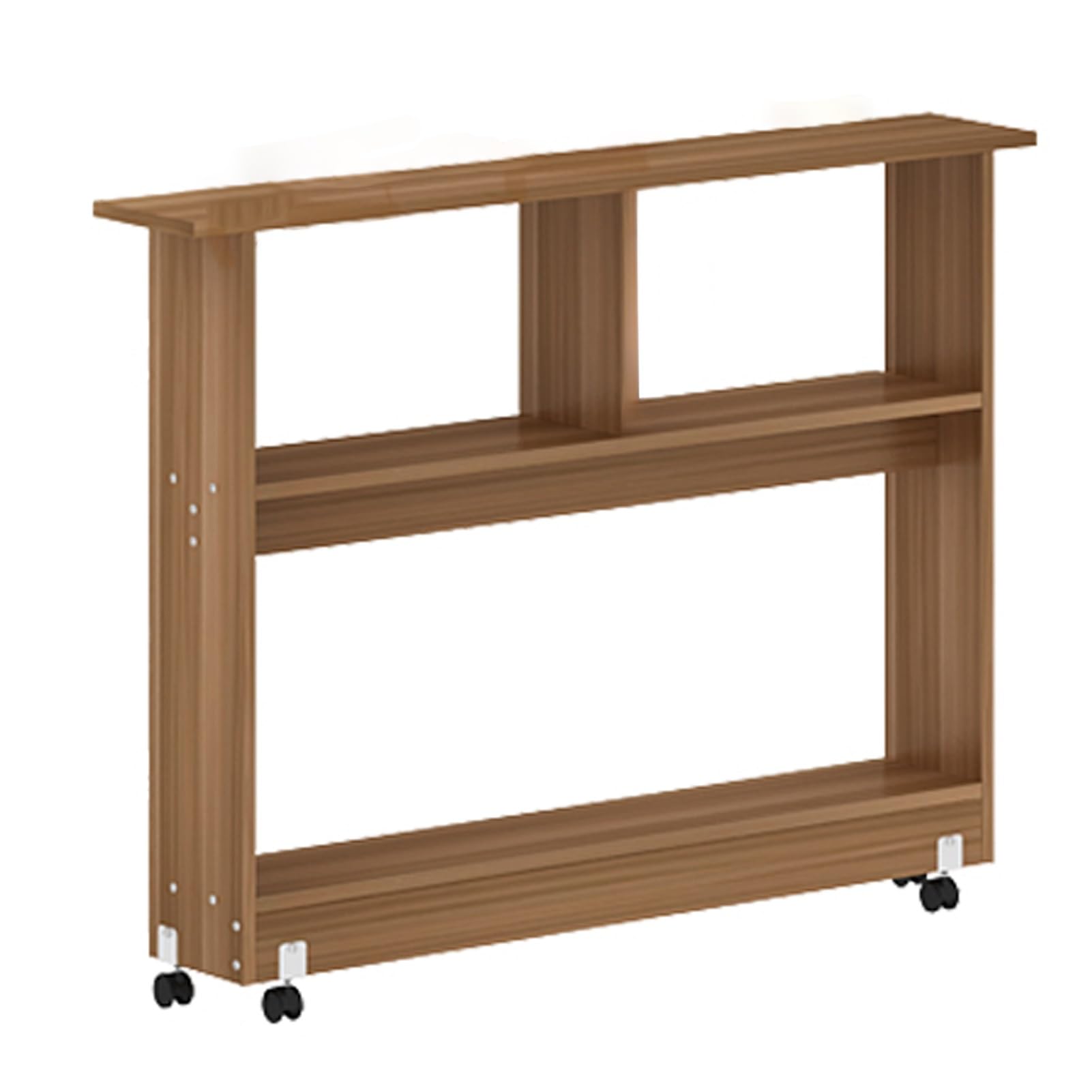 Recibidor mesa de madera maciza de doble capa con base con ruedas para salones y entradas