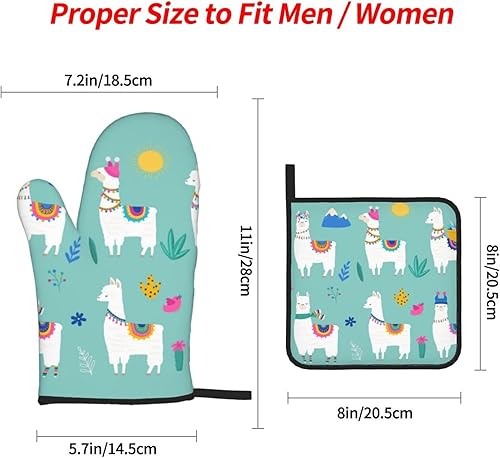 Miniatura 2 de Juego de manoplas de horno y soportes para ollas, guantes de horno, soportes para ollas para cocina, guantes impermeables para horno, manoplas con