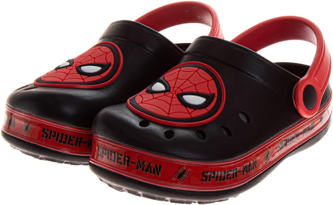 Boys Character Clog Sandals Spider-Man Cars Lightning McQueen Sonic The Hedgehog & Monster Jam Grave Digger Slip-On Slides Closed Toe Clogs with Backstrap Sizes: 5-10 Toddler 11-12 Little Kid