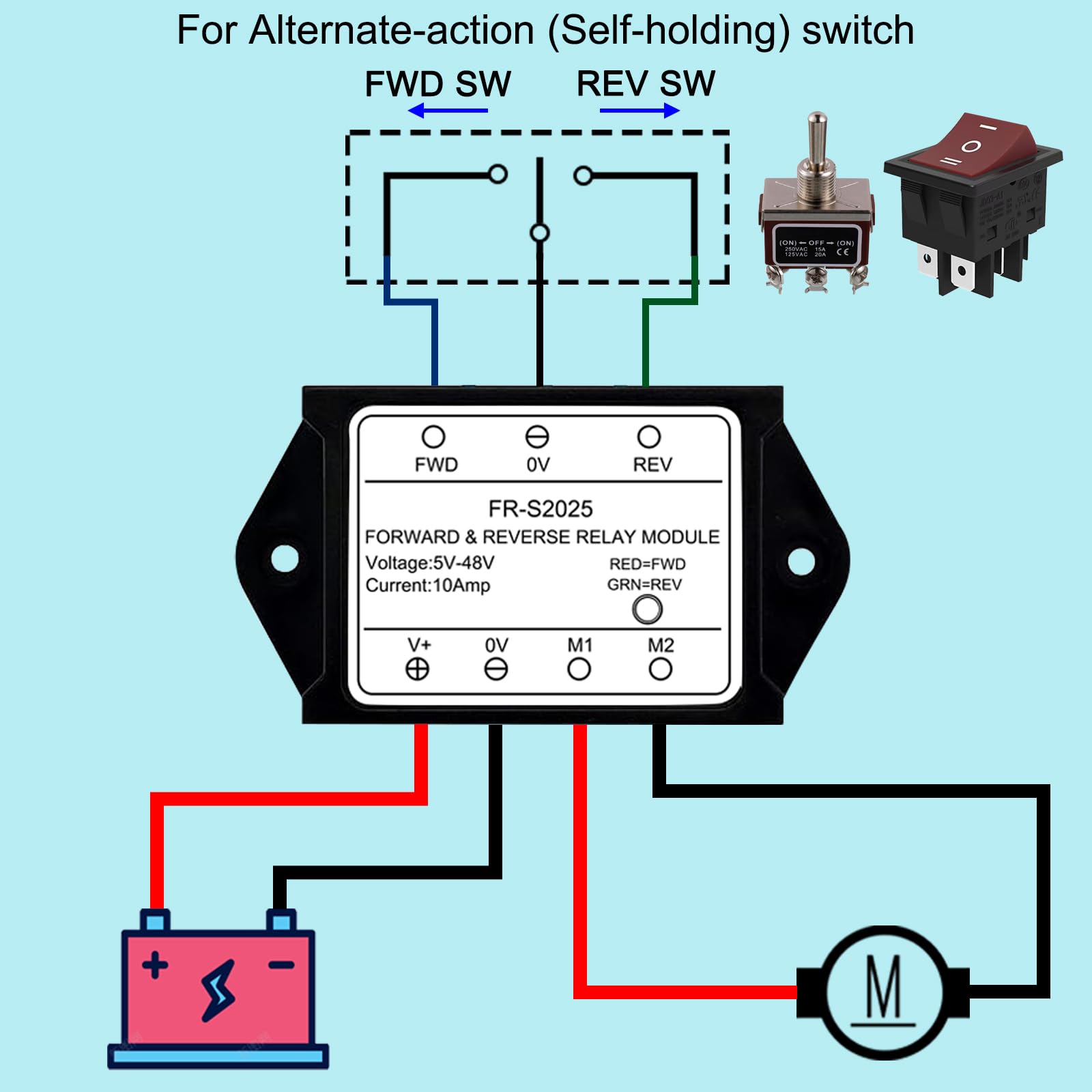 Sync Module DC 5V-48V 10A Forward Reverse Relay Module - Motor Control ...