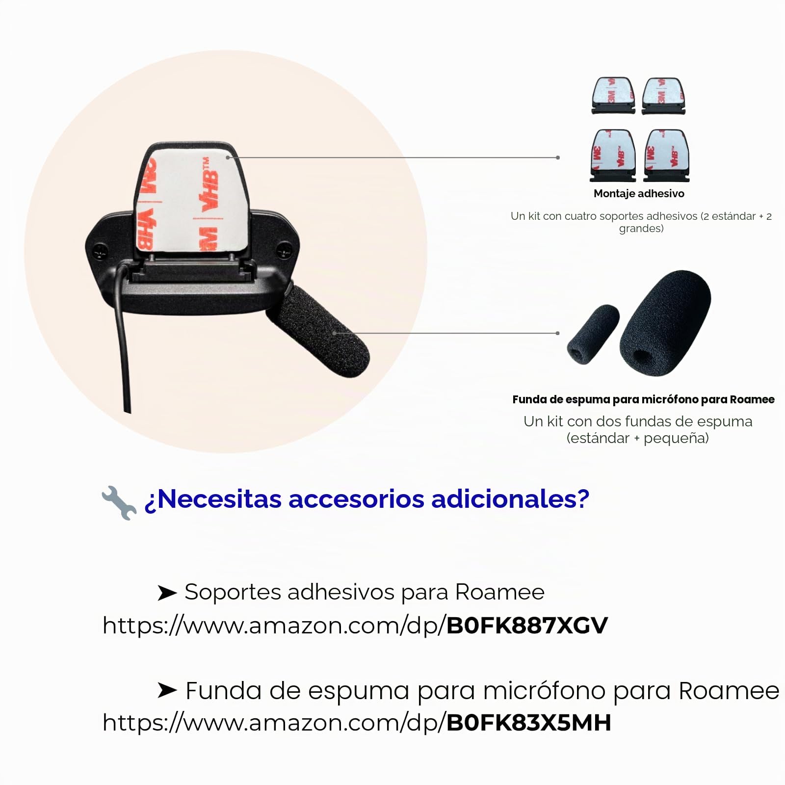 ROAMEE Manos Libres Bluetooth Legal Casco Bici y Patinete | Manos libres y intercomunicador Bluetooth 5.1 para casco. Uso 100% legal con altavoces Open-Ear externos.