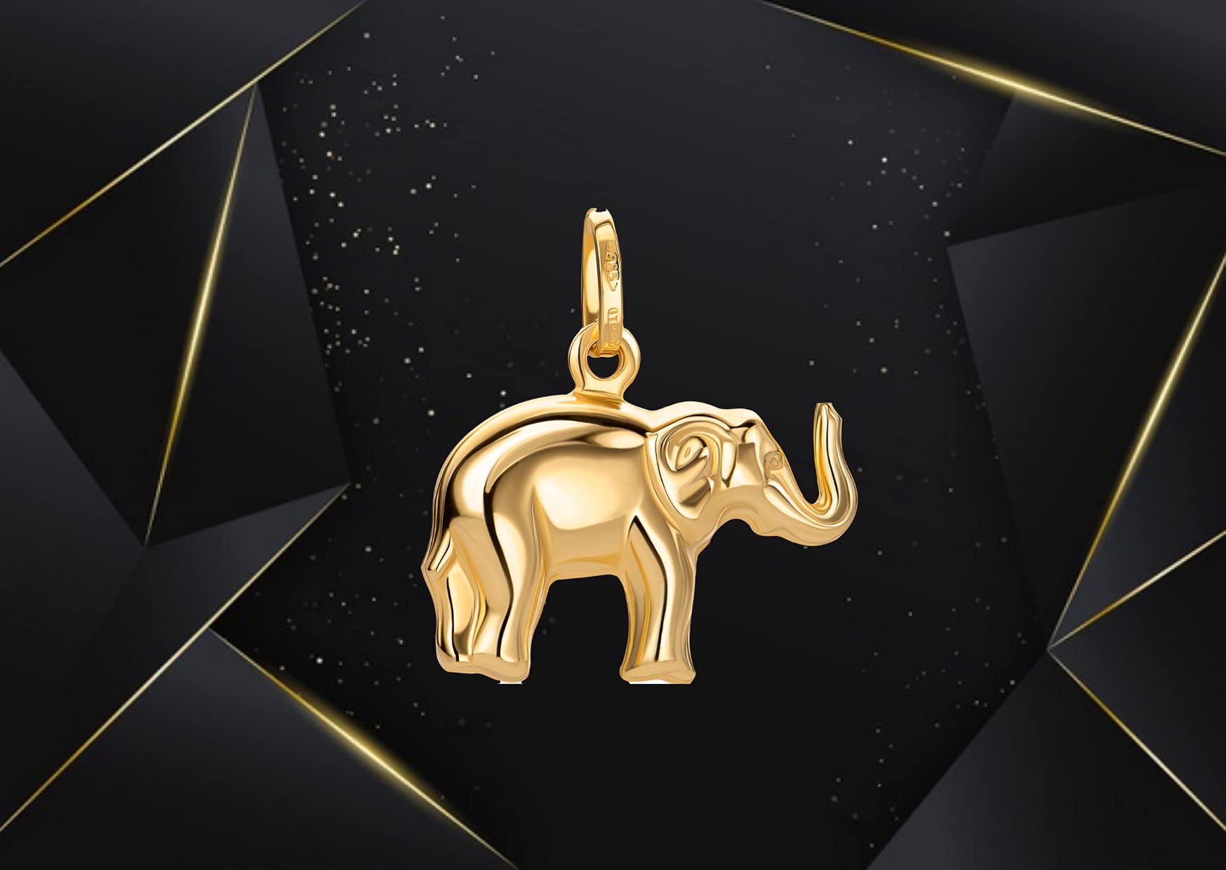 PRINS JEWELS Elefant Charm Anhänger 14 Karat 585 Gelbgold Kettenanhänger
