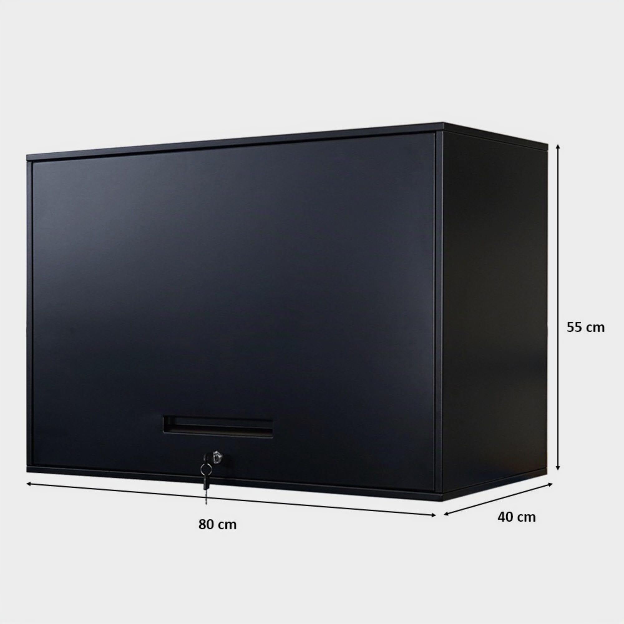 PROREGAL Armoire à Outils Elephant Murale verrouillable en métal Suspendue 55x80x40cm 2 Niveaux en Acier avec revêtement en Poudre Noire 40cm de Profondeur