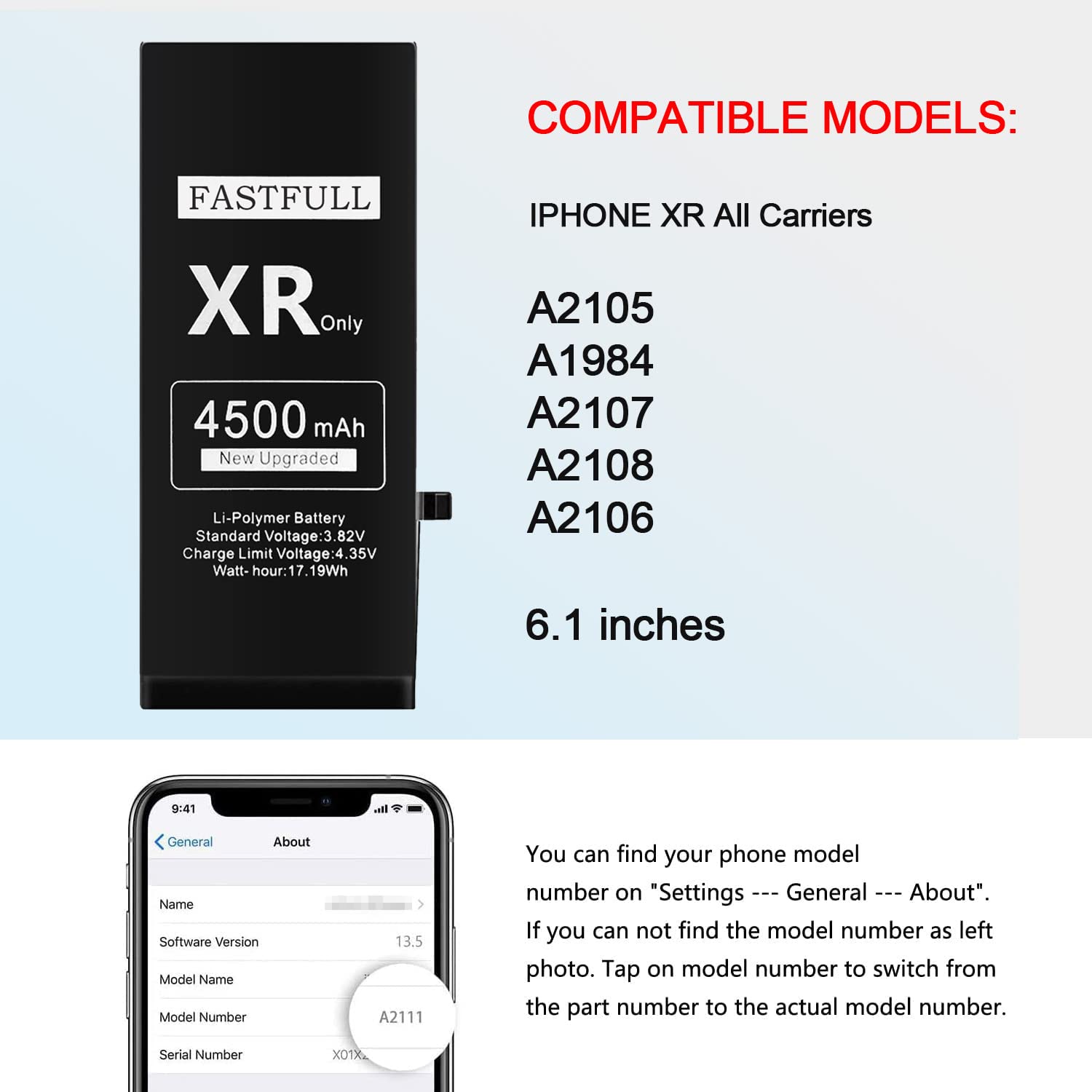 Batteria IPhone XR 4900mAh - Batteria Ad Alta Capacità Con Kit Strumenti Per Sostituzione Fai Da Te - Foto 2