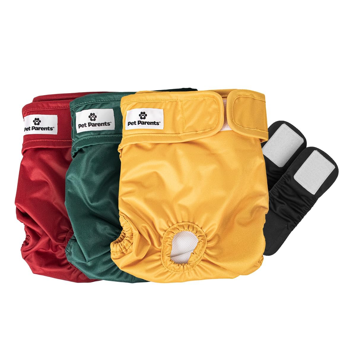 Pet Parents® Washable Dog Diapers (3pack) + Extendrs® of Durable Doggie Diapers, Premium Dog Diapers Female (X-Small, Samba)