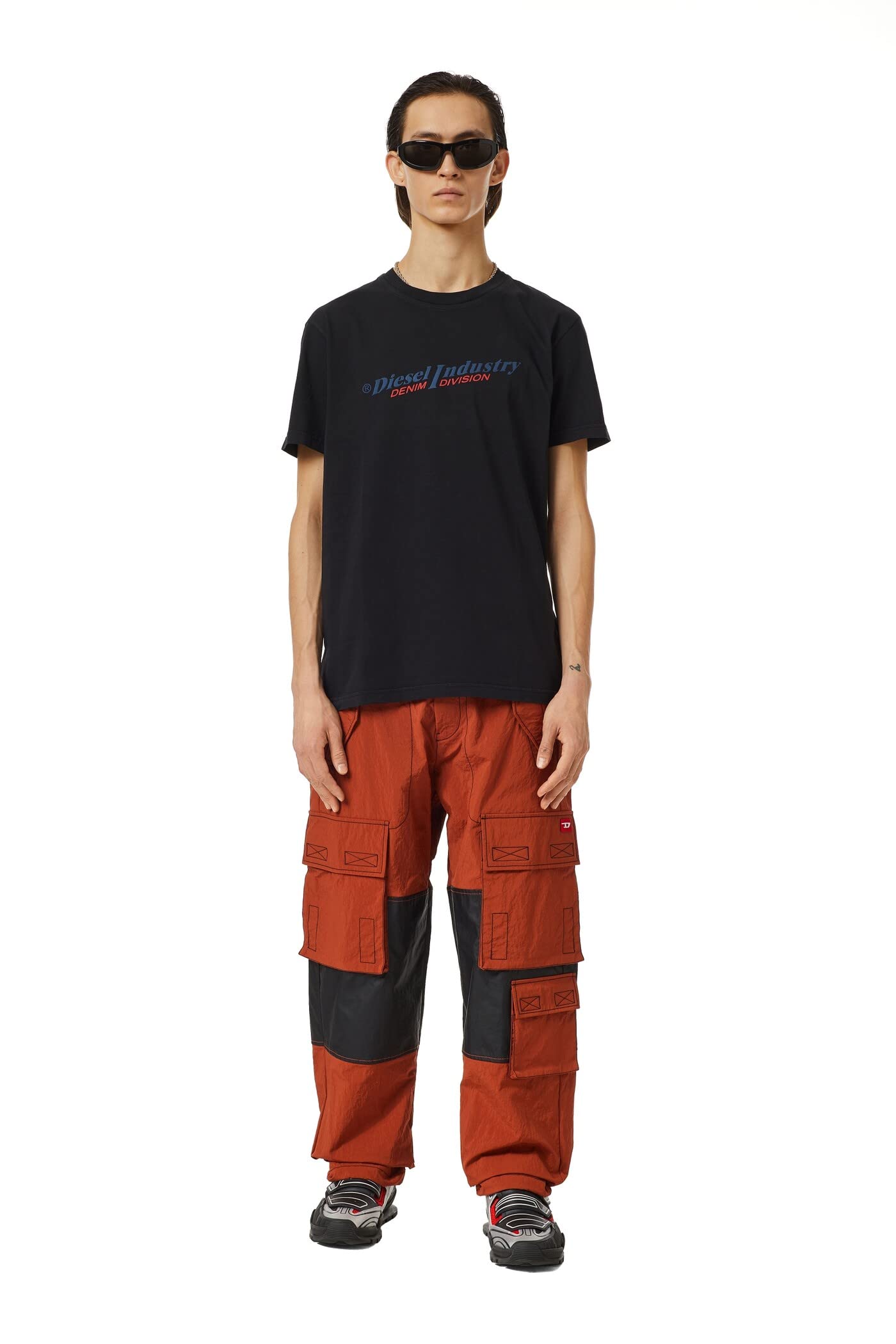 DieselIndustry Denim Division Maglietta Logo Adulto Unisex (L) (Nero)