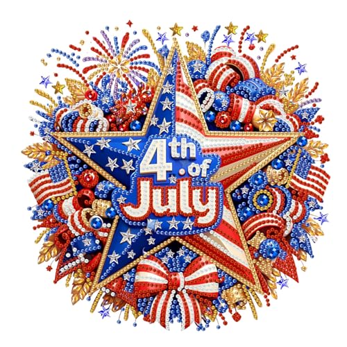 Aestalrcus 4th of July Diamond Art Kits for Adults Special Shape Diamond Painting Patriotic American Flag Diamond Art Crystal Rhinestones for Gift Home Wall Decor 12x12 Inch