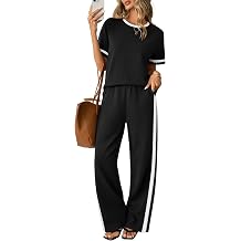 Sampeel 2 Piece Sets for Women Matching Sets Summer Outfits Resort Wear Short Sleeve Lounge Set Wide Leg Pants with Pockets