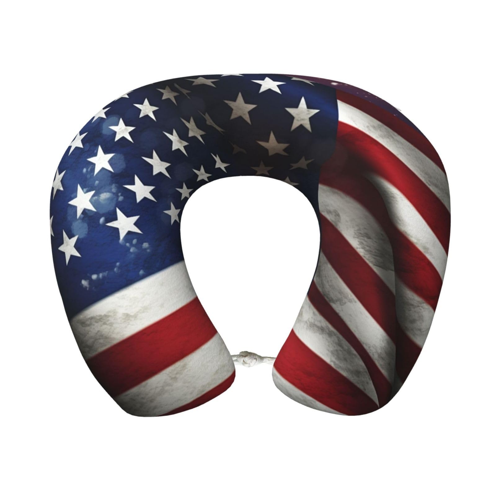 peiyeety USA Flag Travel Pillow Memory Foam - Comfortable U Shape Neck Pillows for Sleeping, Neck and Head Support Portable Airplane Pillow Adjustable Flight Pillow, Washable Cover