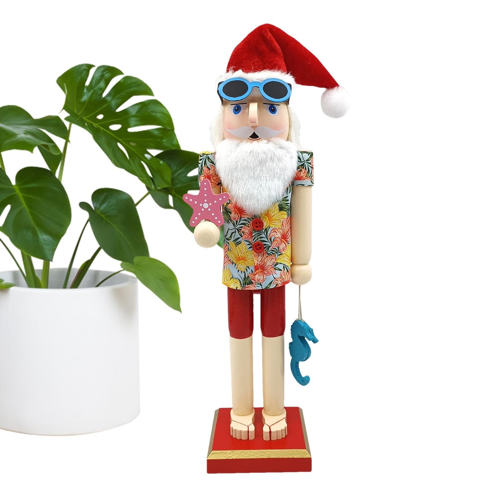 Nussknacker-Figuren Sommer Nussknacker - King Soldier 38 cm | Traditioneller Nussknacker Figuren aus Holz Soldat mit traditionellen Weihnachtsdekorationen für