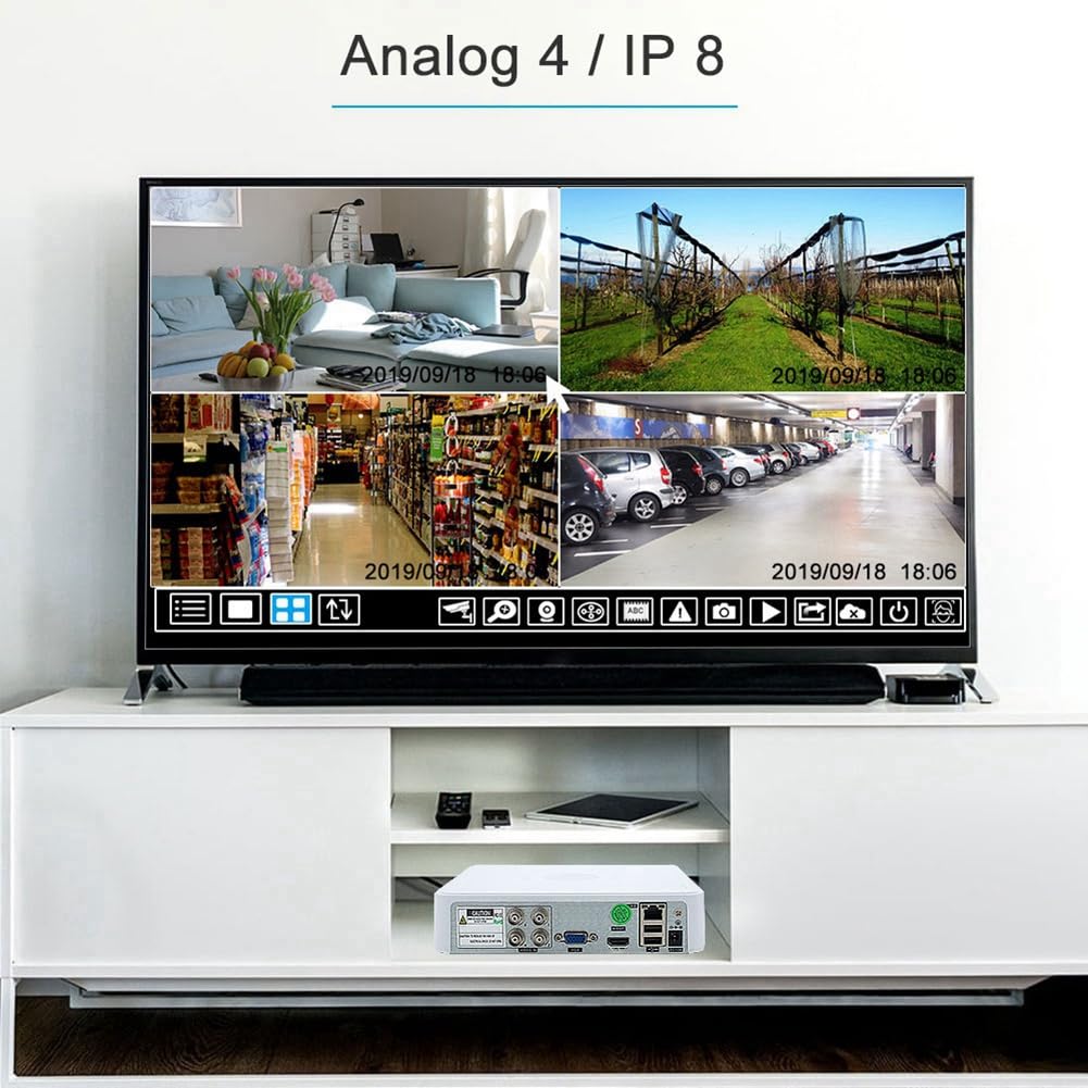 Hybrid DVR CCTV 4CH 5M-N Audio via coassiale per 5MP 12,5Fps 1080P 720P TVI CVI CVBS, telecamera IP, spina europea, facile da usare