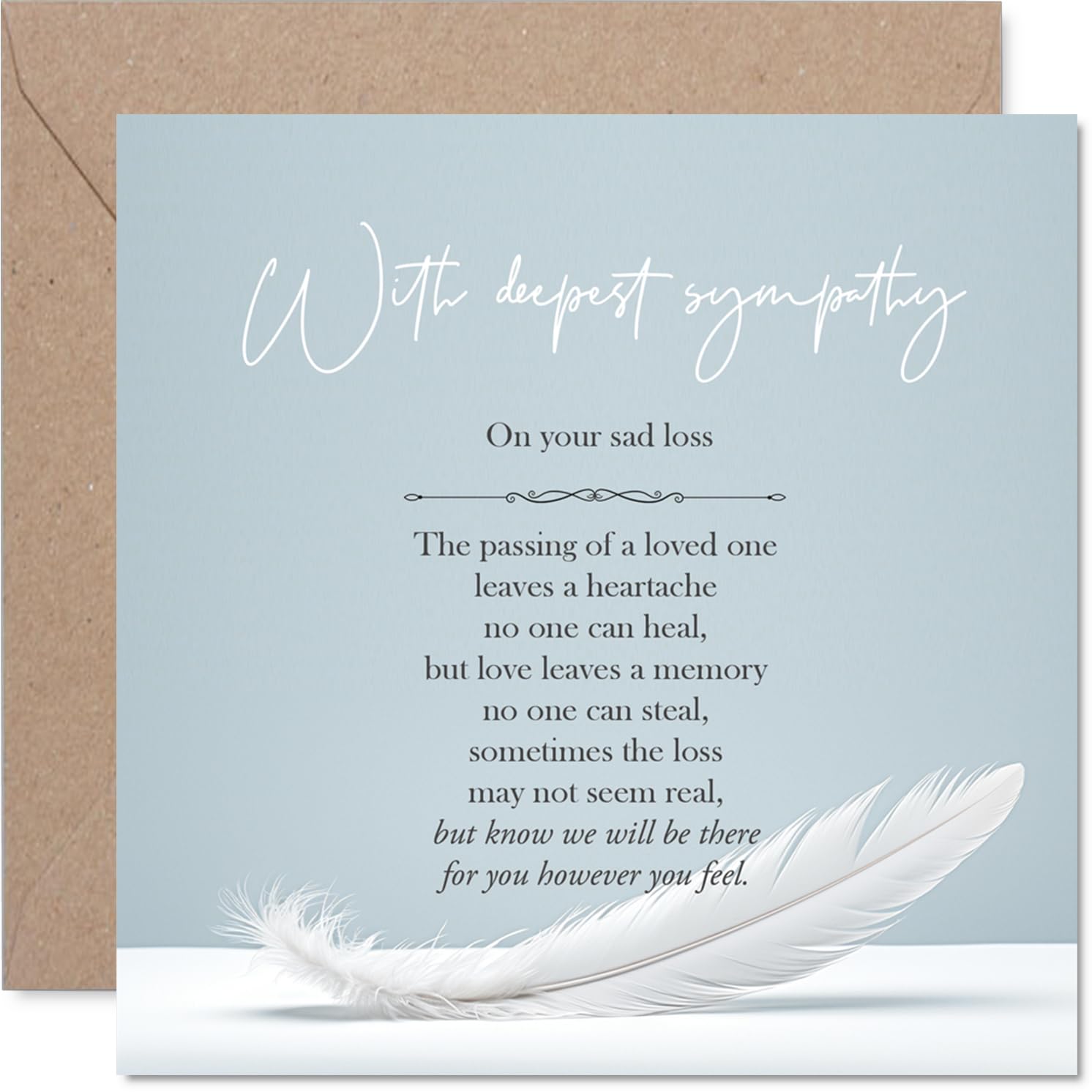 Sympathy Card - The Sad Loss of Your Friend - Bereavement Card for Colleague Friends, 145mm x 145mm Neighbour Family Mournful Greeting Cards