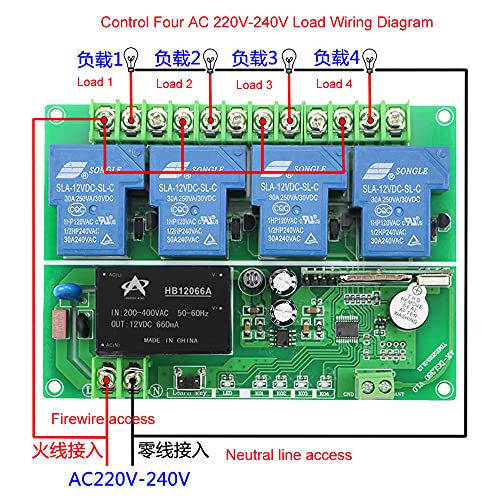 Interrupteur à télécommande 4 voies 30A 220V-380V avec boîtier métal robuste - 6