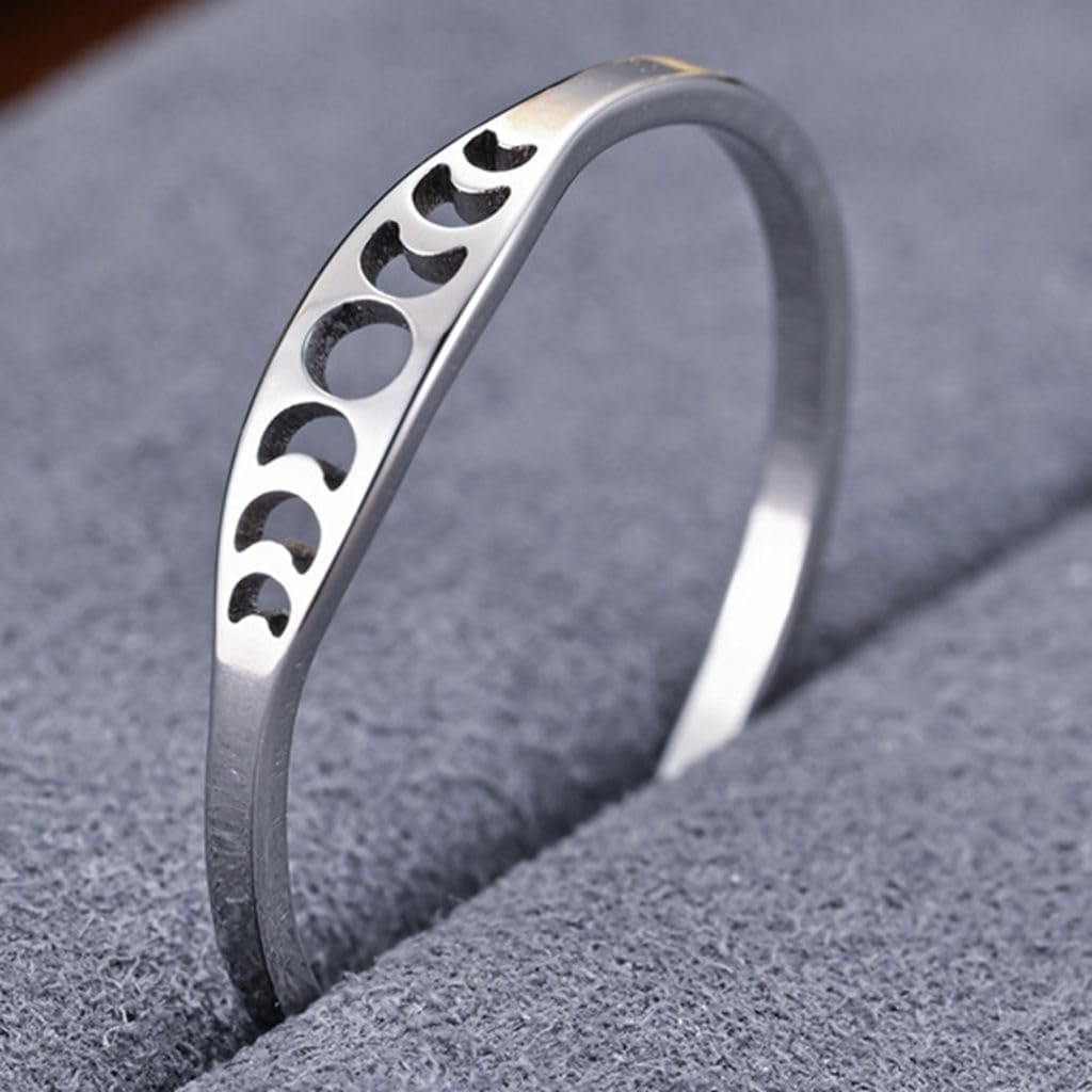 JUDE Jewelers Stainless Steel Moon Phase Minimalist Style Wedding Statement Promise Anniversary Ring
