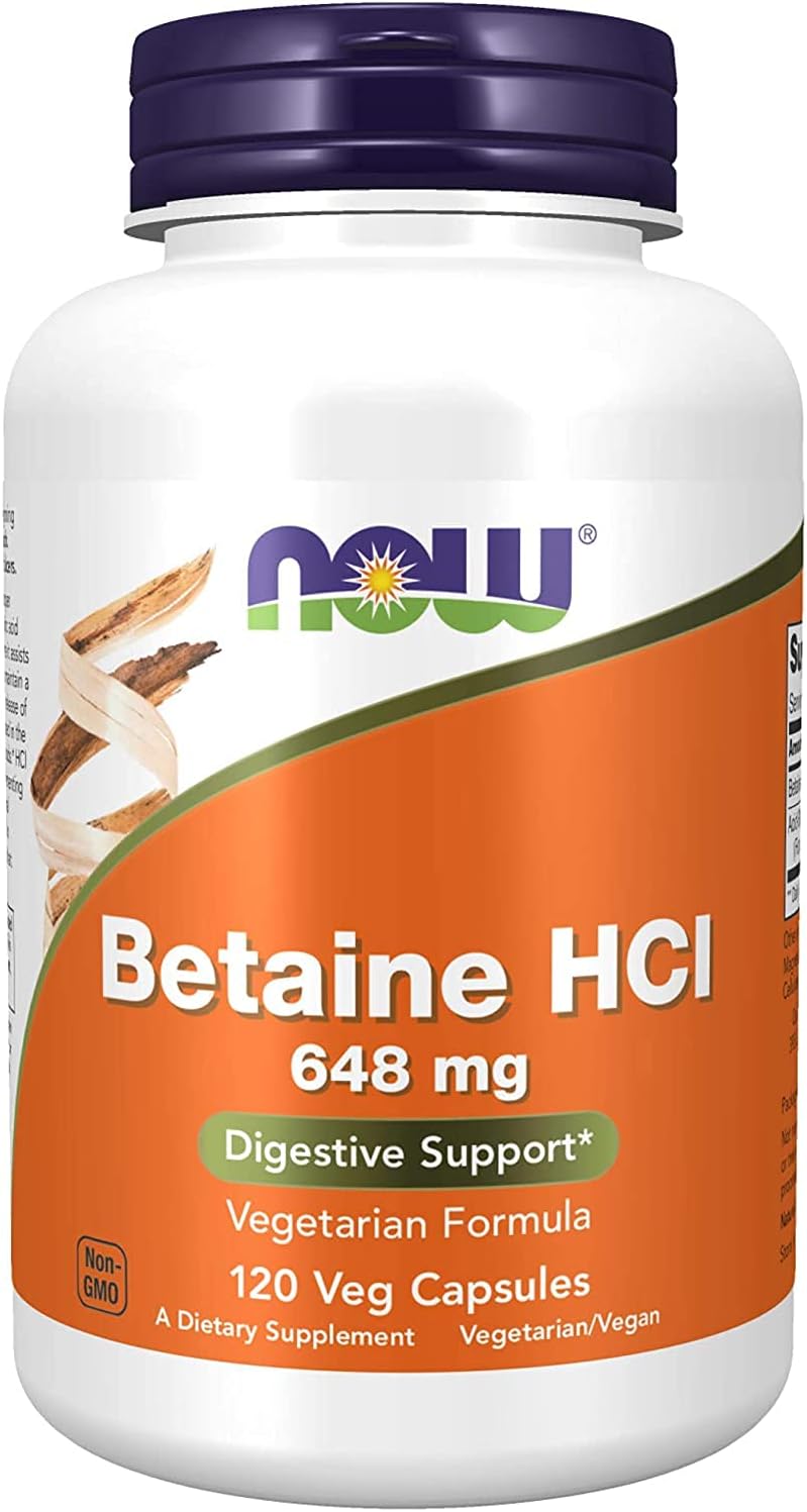 Betaine HCl 648 mg with 150 mg Pepsin 120 Veg Capsules
