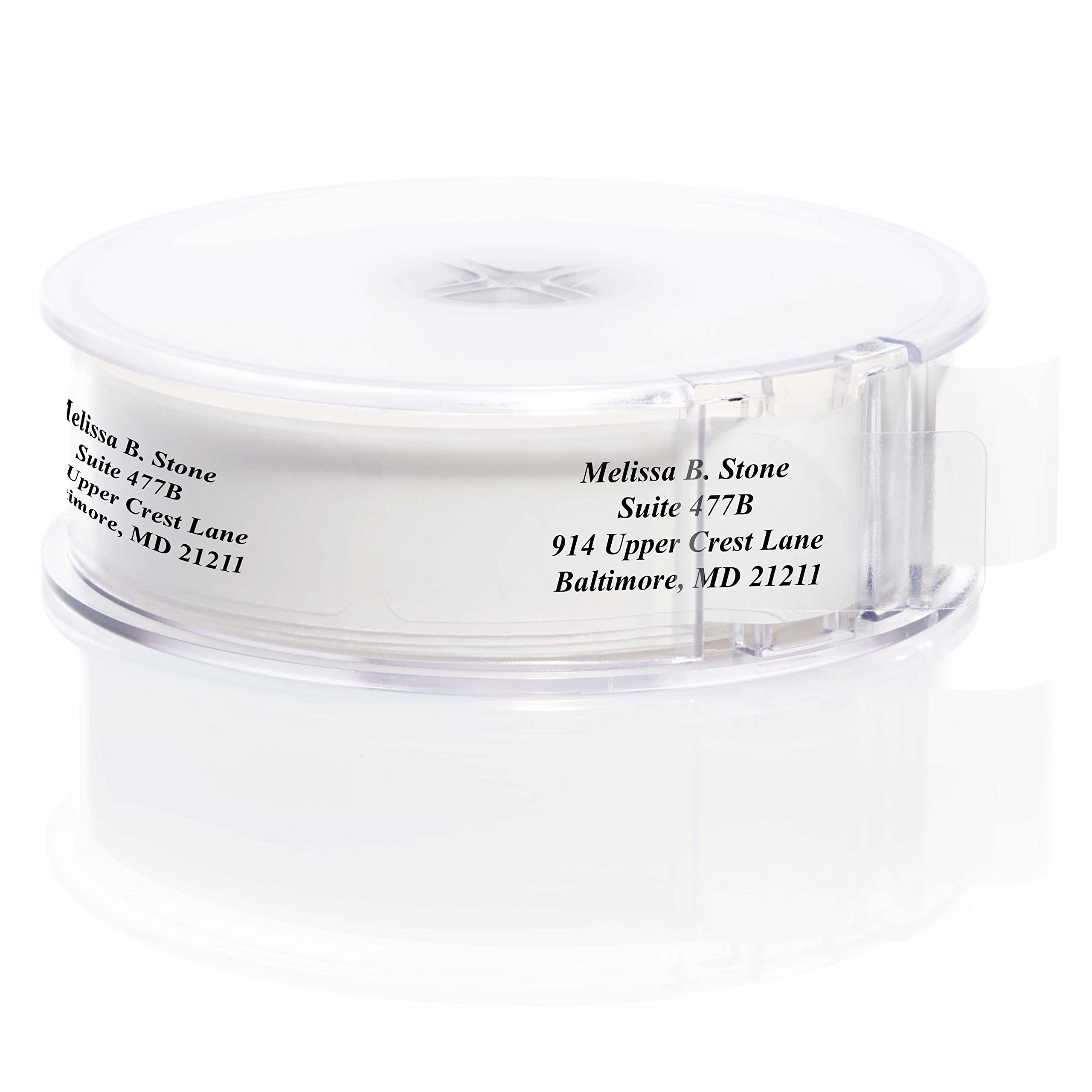 Clear Personalized Return Address Labels with Elegant Dispenser - Roll of 500 Custom See Through Transparent Stickers