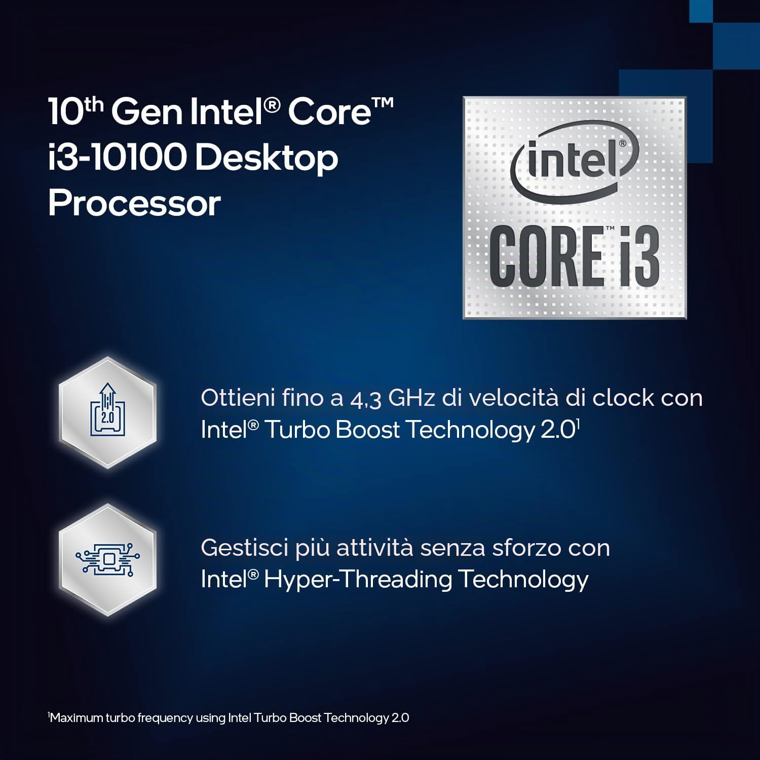Intel Processore desktop Core i3-10100 4 core fino a 4,3 GHz LGA1200 (chipset Intel serie 400) 65W, numero di modello: BX8070110100