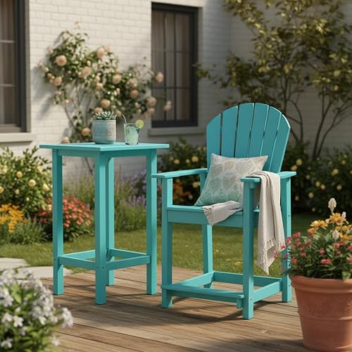 Miniatura 2 de OTSUN Juego de 2 sillas Adirondack altas para exteriores, sillas de bar con brazos ampliados con respaldo alto, 400 libras, silla de balcón para