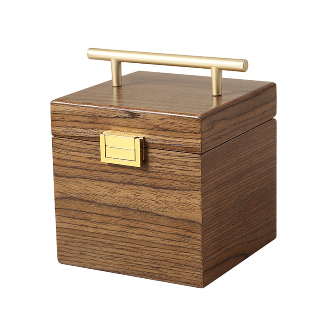 Boîte de rangement de bijoux anti-nœuds en bois 3 couches avec miroir