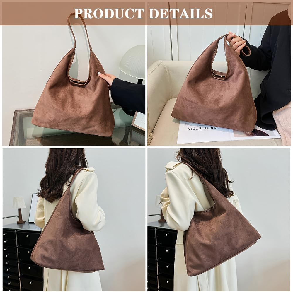 Brown Suede Bag Purses for Women Suede Purse Shoulder Bag Suede Tote Bag Brown Purse Perfect Valentine‘s Day Gift - Image 2