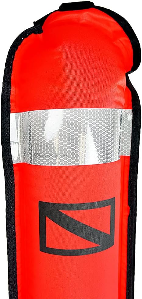 ScubaMax 6ft Long and 4inch Wide Open-end Signal Tube with OP Valve and Oral inflator Valve, Safety Sausage Surface Signal Marker Buoy Float for Underwater Diving