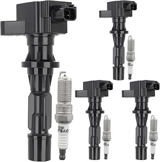 OYEAUTO UF516 Ignition Coil Pack 6E5Z12029AA and Iridium Spark Plugs SP530 Set of 4pcs Compatible With Ford Fusion S SE SEL Mercury Milan Base Premier 2006 2007 2008 2009 2.3L L4