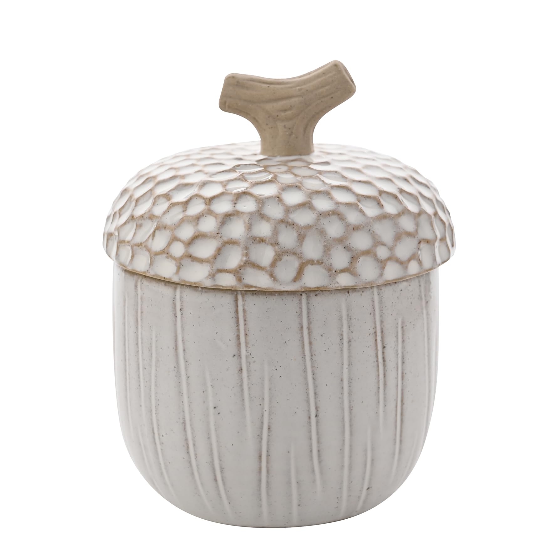 Widdop and Co. - Country Living - White Glazed Ceramic Acorn Serving Jar - Small. Home Decor Gifting for Kitchen, Hosting, Dinner & Parties for Outdoor & Nature Lovers - H: 13 x W: 10 x D: 10 cms.