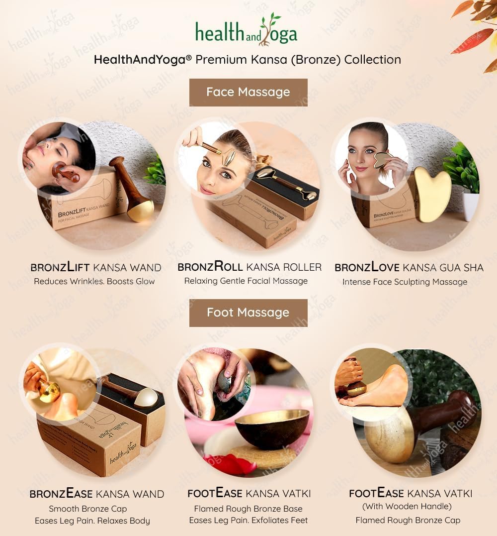 HealthAndYoga® FootEase Kansa Vatki Cup - Padabhyanga Ayurvedic Foot Massager - Rough Surface for Exfoliation - Eases Leg Pain due to Standing long Hours - Relaxes - Induces Sleep (Bronze Bowl - Flamed) 4
