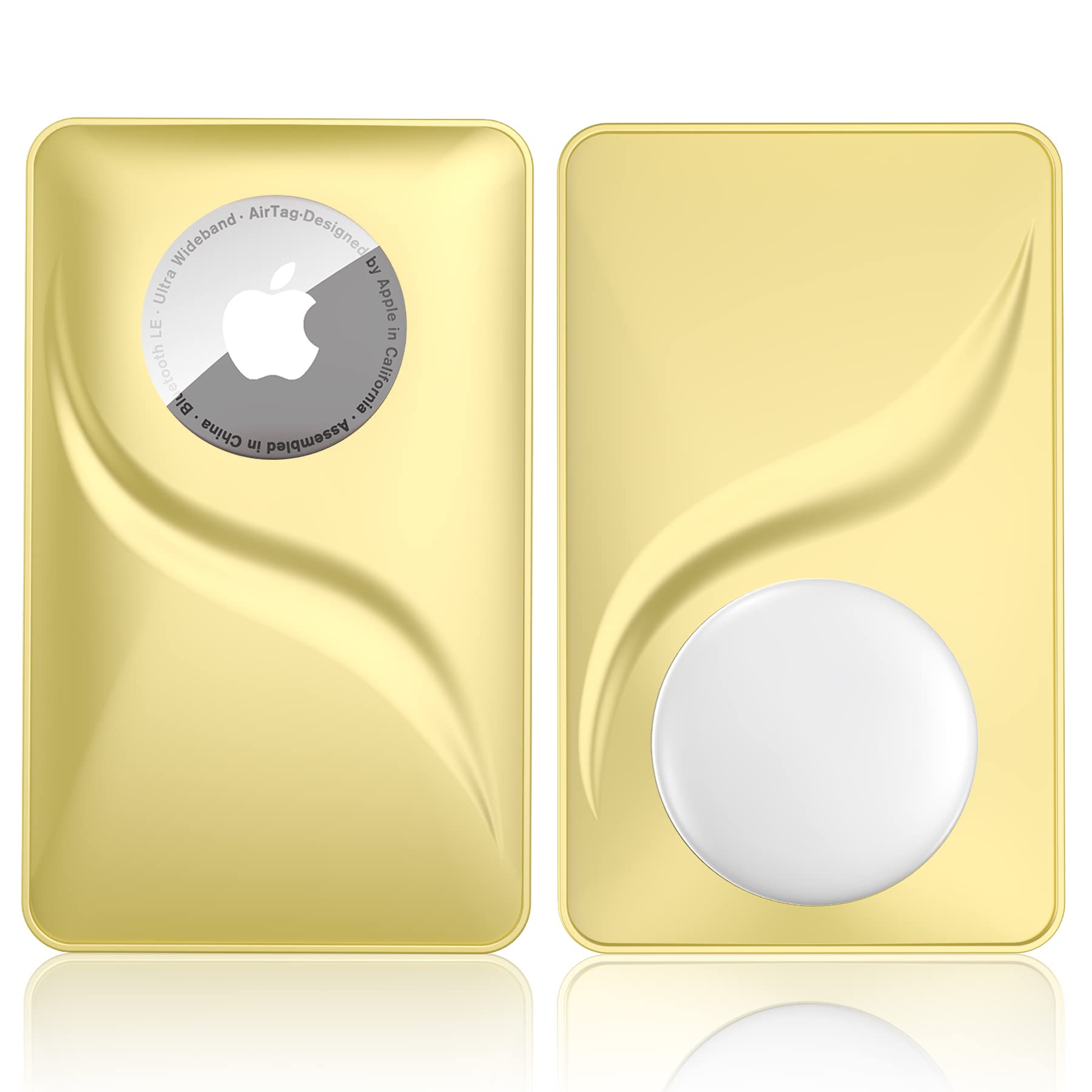 SANKALA Airtag Wallet Holder, [ 2 Pack] Slim Thin Airtag Wallet Card, Credit Card Size Wallet Case Holder for AirTag for Purse, Handbag, Backpack Wallet, Clutch, Wristlet, Gold