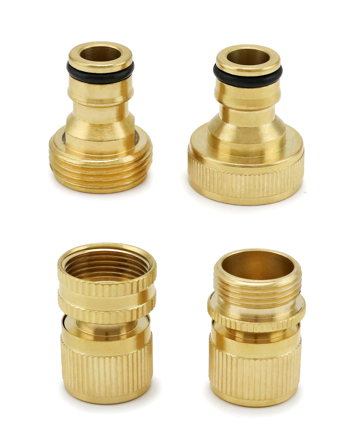 ERGAOBOY 4 Pezzi 3/4 GHT Filettatura Ottone Maschio e Femmina Tubo da Giardino connettore rapido Set Facile Acqua Tubo collegare Raccordo con Nastro e gomme
