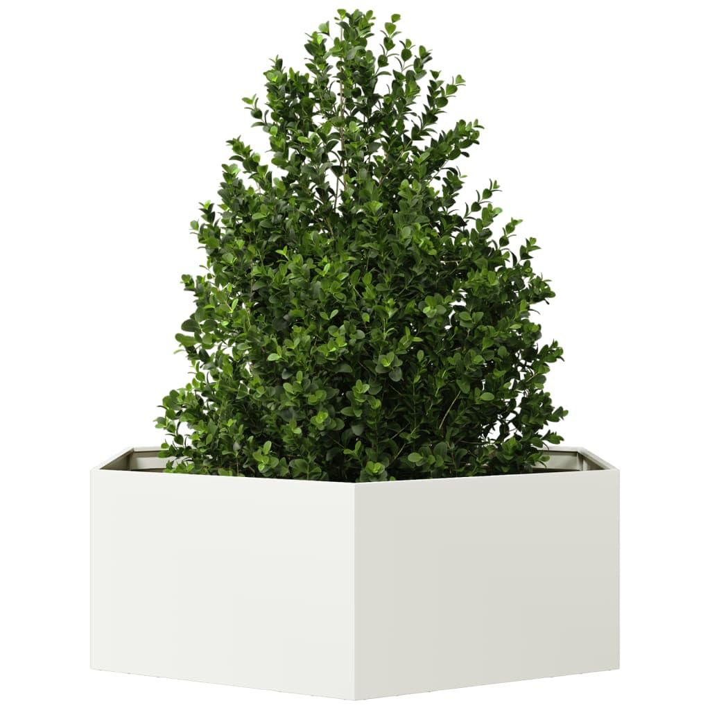 Generico Fioriera da Giardino Bianca Esagono 138x120x45 cm in Acciaio,Prato e Giardino,Giardinaggio,Vasi e fioriere-851137